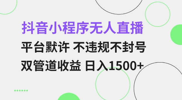抖音小程序无人直播 平台默许 不违规不封号 双管道收益 日入多张 小白也能轻松操作【仅揭秘】-鑫趣淘