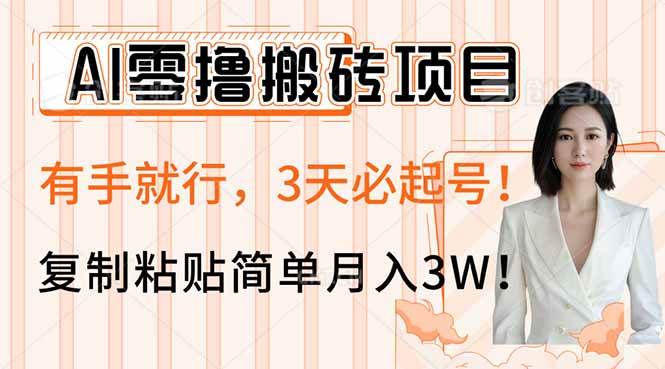 （14134期）AI零撸搬砖项目玩法，有手就行，3天必起号，复制粘贴简单月入3W！-鑫梵淘