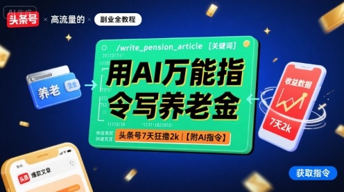 用AI万能指令写养老金，头条号7天狂撸2k【附AI指令】-鑫梵淘