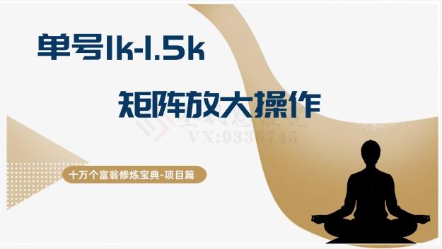 十万个富翁修炼宝典15.单号1k-1.5k，矩阵放大操作-鑫梵淘