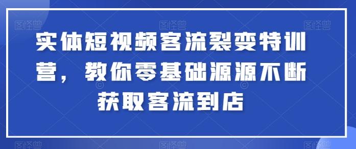 实体短视频客流裂变特训营，教你零基础源源不断获取客流到店-鑫梵淘
