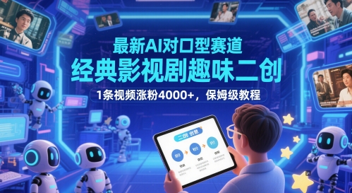 最新AI对口型赛道，经典影视剧趣味二创，1条视频涨粉4000+，保姆级教程-鑫梵淘
