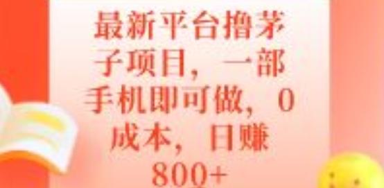 最新平台撸茅子项目，一部手机即可做，0成本，日赚800+-鑫梵淘