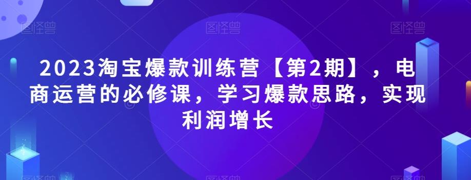 2023淘宝爆款训练营【第2期】，电商运营的必修课，学习爆款思路，实现利润增长-鑫梵淘