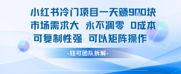 小红书冷门项目一天收益9张，市场需求大，0成本，可复制性强可以矩阵操作-鑫梵淘