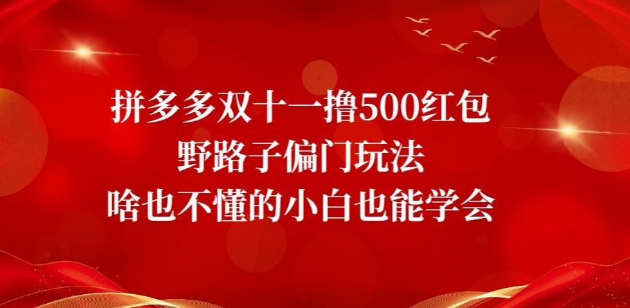拼多多双十一撸500红包野路子偏门玩法，啥也不懂的小白也能学会【揭秘】-鑫梵淘